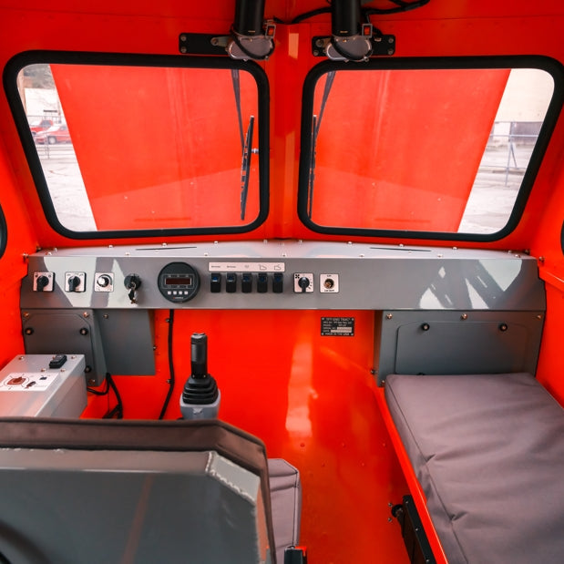 View from dashboard of Sno Trac interior