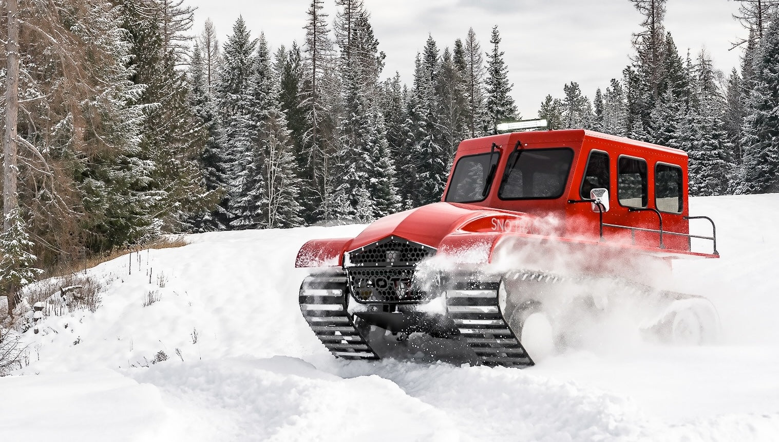 Sno Trac vehicles provide winter access to remote mining operations where conventional trucks cannot travel.