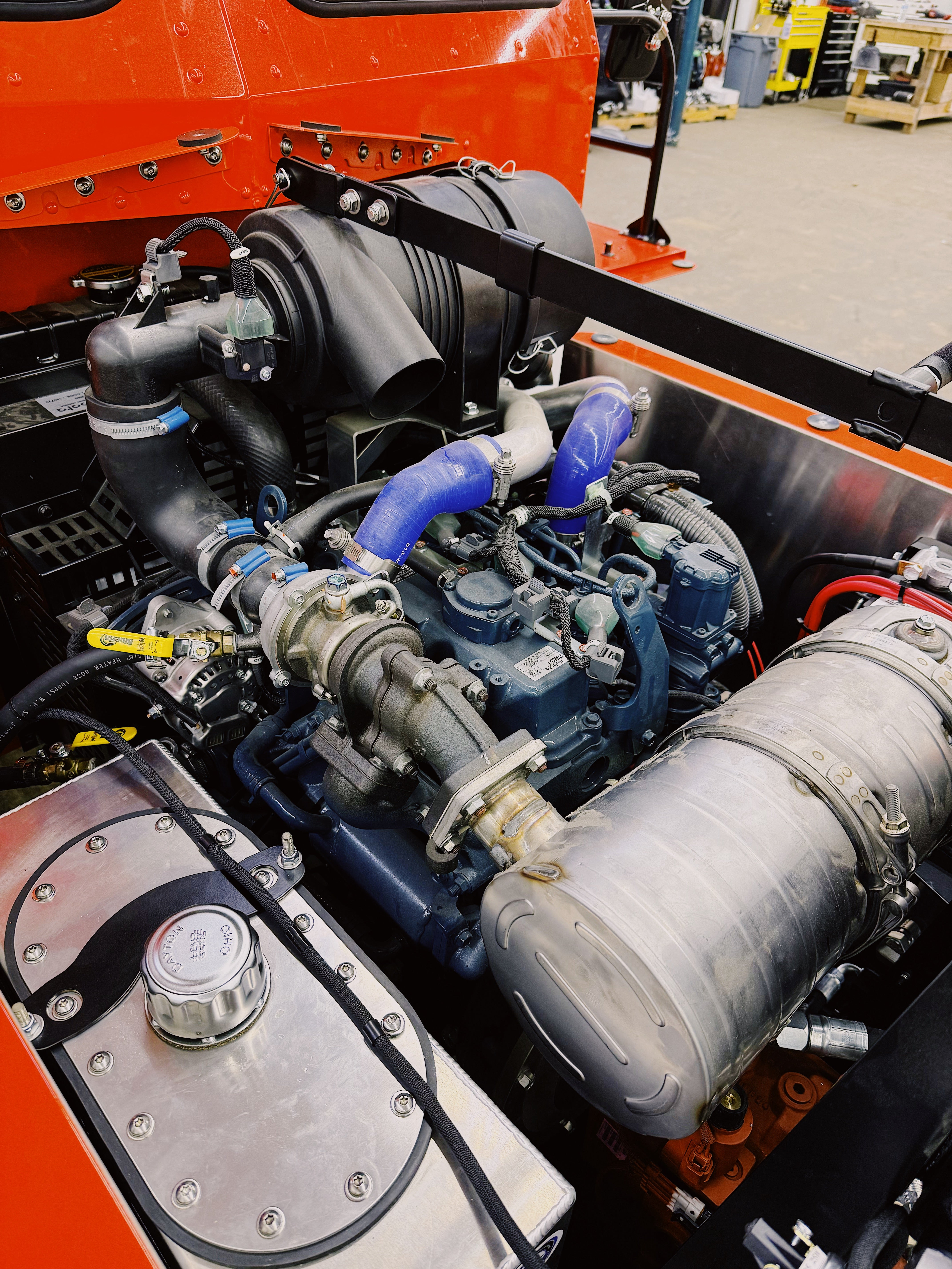 Close-up of a mechanical engine of Sno Trac model