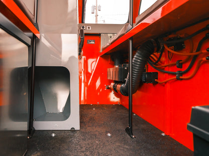 Close up inside of Sno Trac tracked vehicle